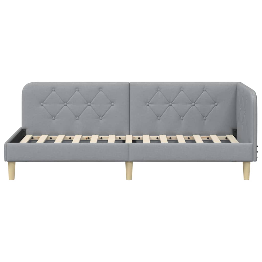 Cadre de lit d'angle Gris clair 80 x 200 cm tissu - XIOS