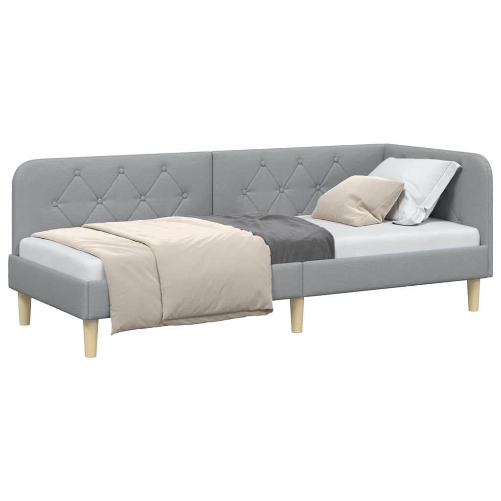 Cadre de lit d'angle Gris clair 80 x 200 cm tissu - XIOS