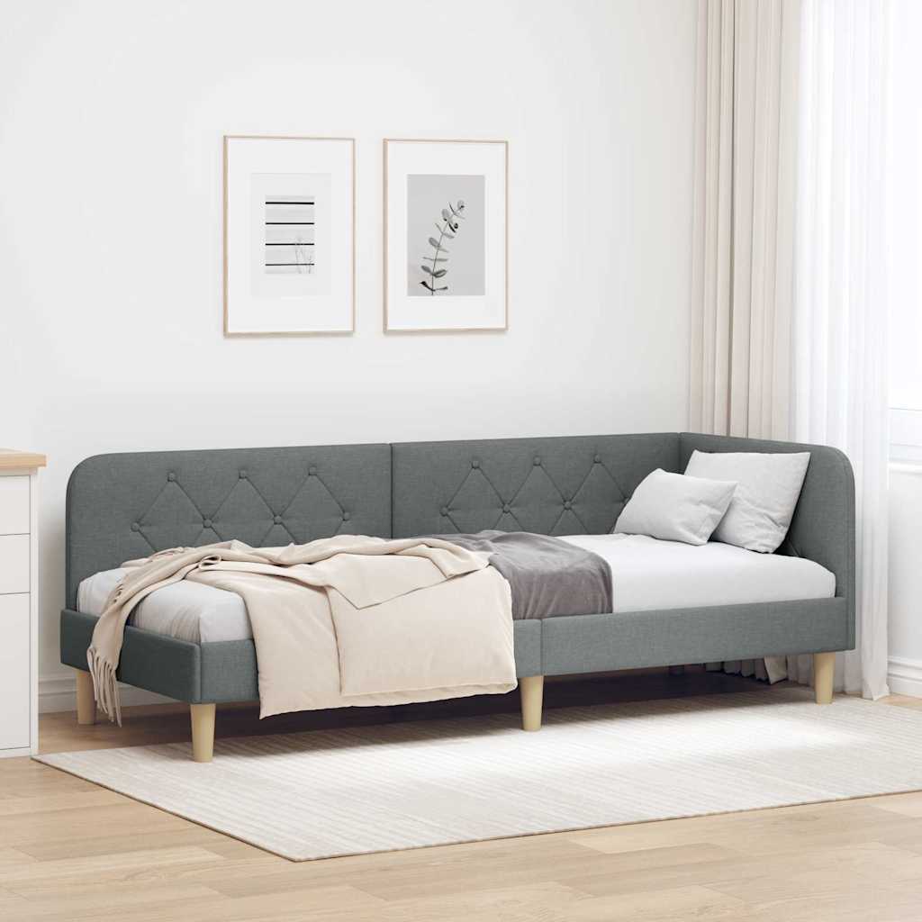 Cadre de lit d'angle Gris foncé 80 x 200 cm tissu - XIOS