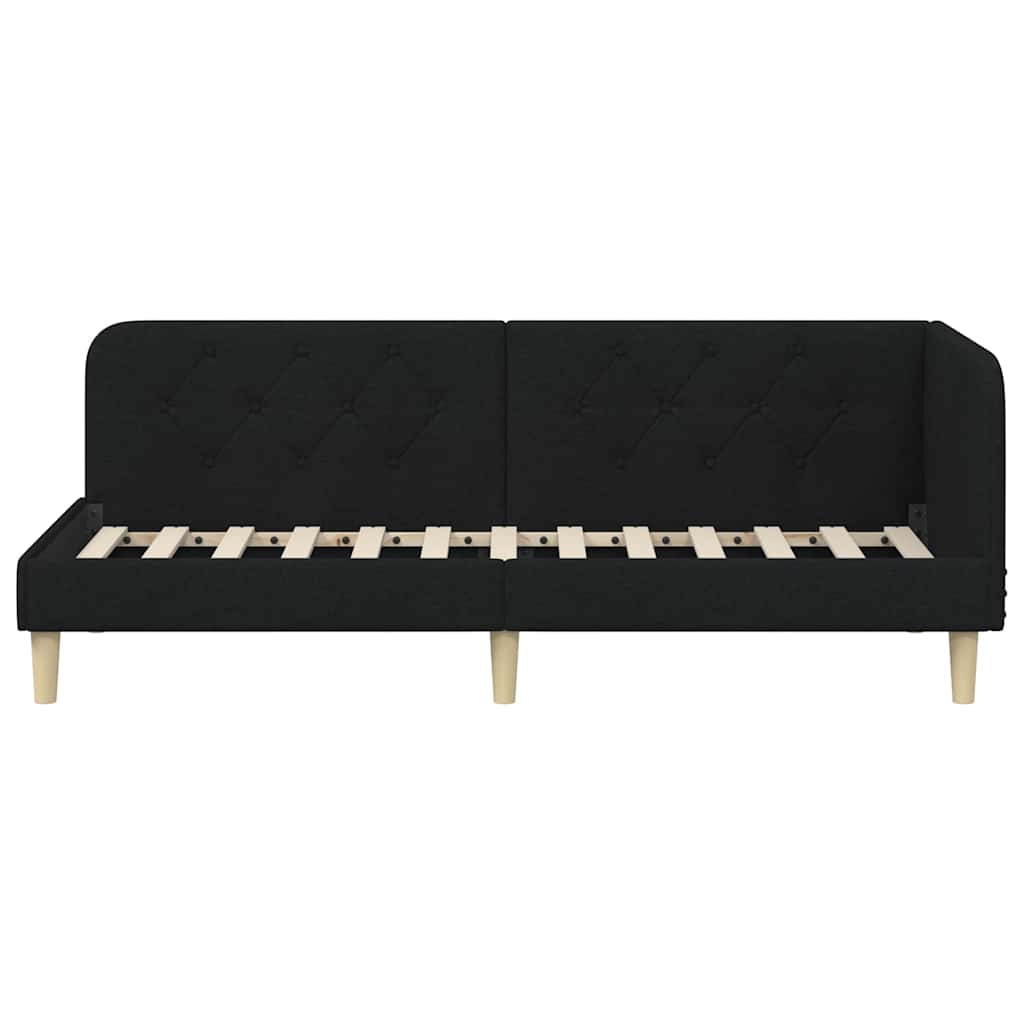 Cadre de lit d'angle Noir 80 x 200 cm tissu - XIOS