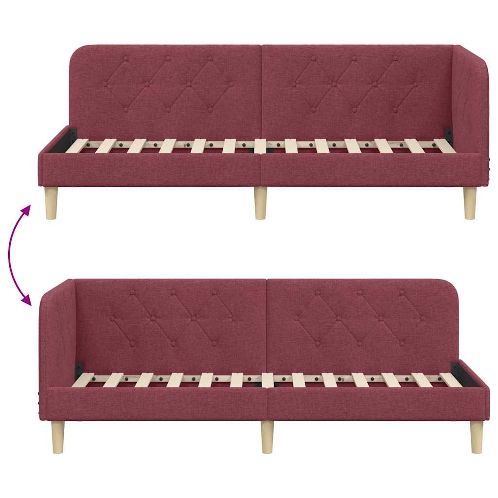 Cadre de lit d'angle Bordeaux 80 x 200 cm tissu - XIOS
