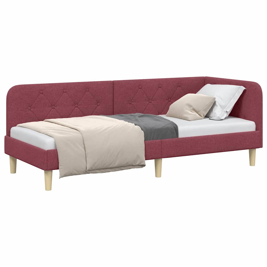 Cadre de lit d'angle Bordeaux 80 x 200 cm tissu - XIOS