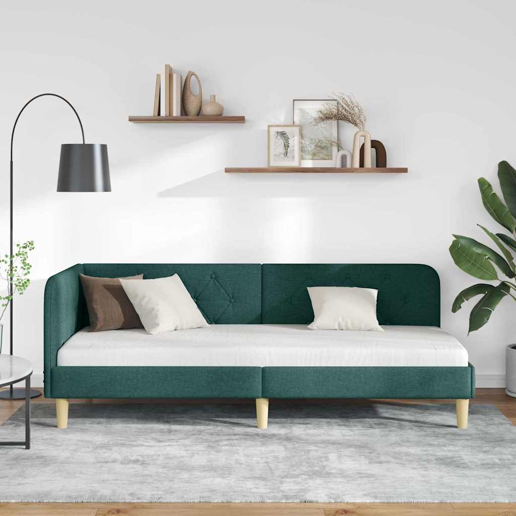 Cadre de lit d'angle Vert foncé 80 x 200 cm tissu - XIOS