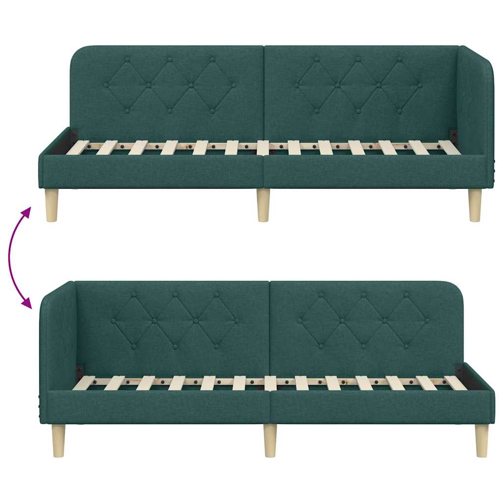 Cadre de lit d'angle Vert foncé 80 x 200 cm tissu - XIOS