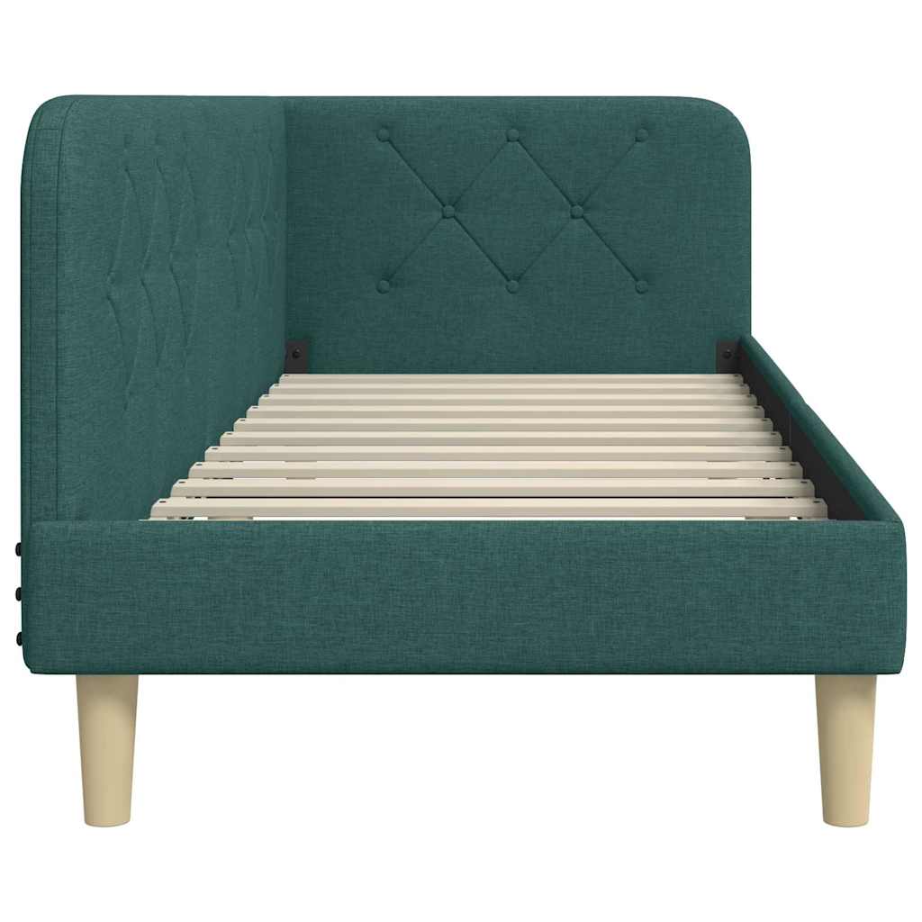 Cadre de lit d'angle Vert foncé 80 x 200 cm tissu - XIOS