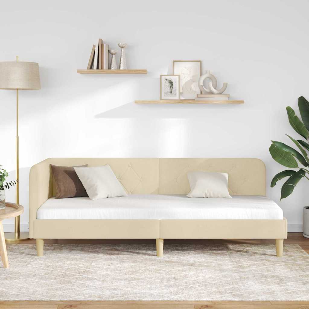 Cadre de lit d'angle Crème 80 x 200 cm tissu - XIOS