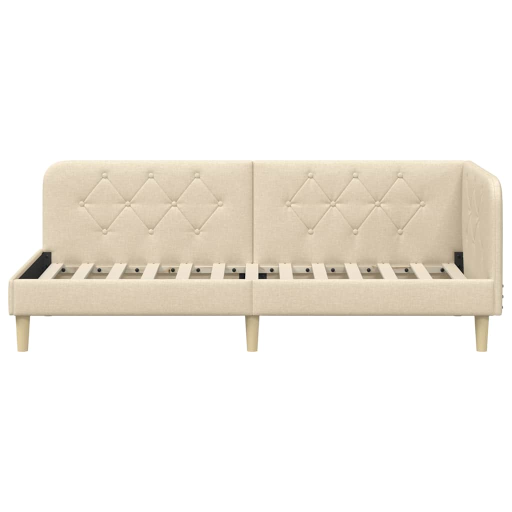 Cadre de lit d'angle Crème 80 x 200 cm tissu - XIOS