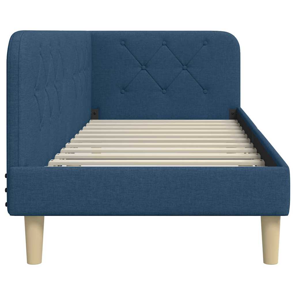 Cadre de lit d'angle Bleu 80 x 200 cm tissu - XIOS
