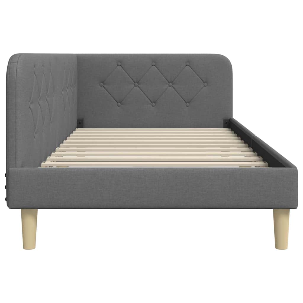 Cadre de lit d'angle Gris foncé 90 x 190 cm tissu - XIOS