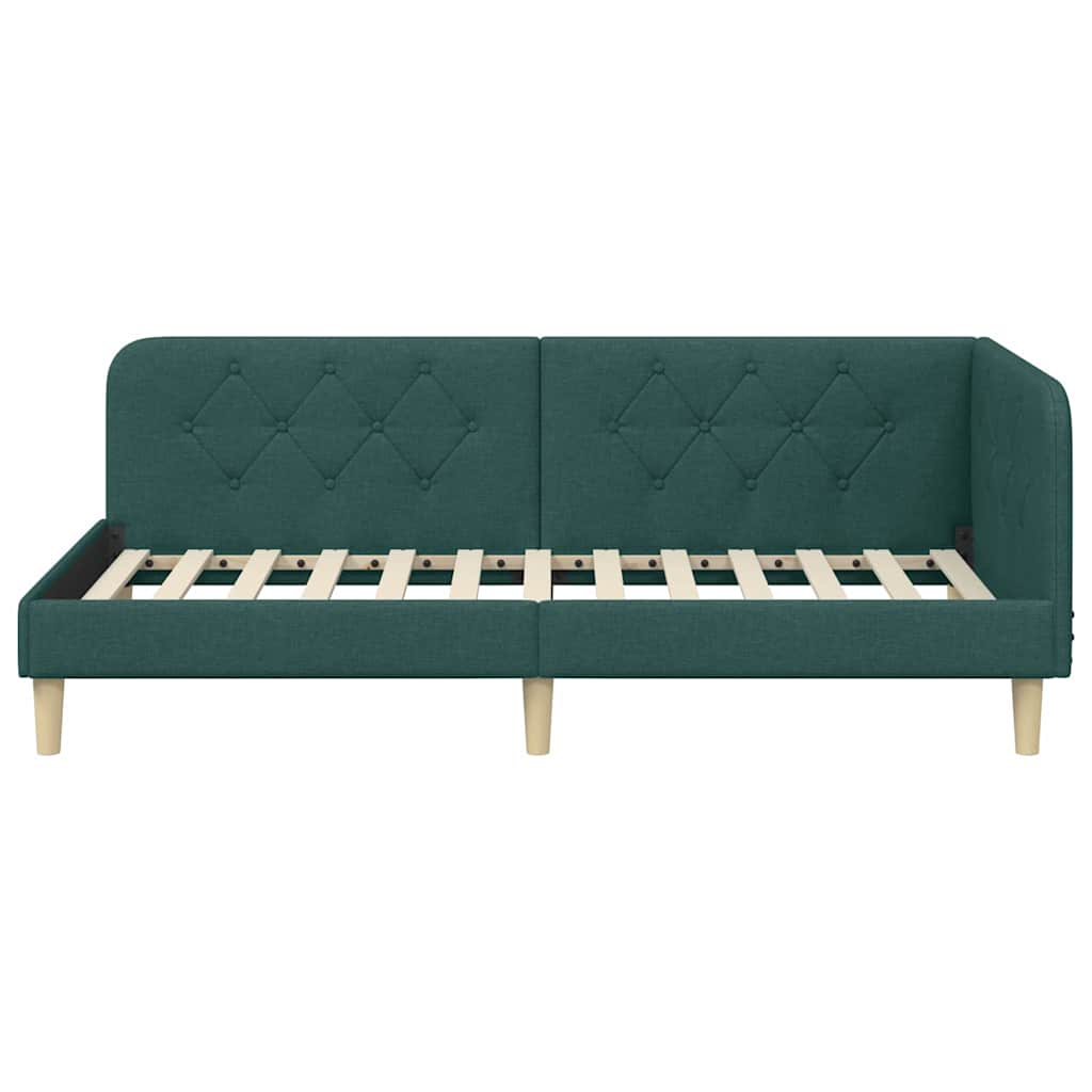 Cadre de lit d'angle Vert foncé 90 x 190 cm tissu - XIOS