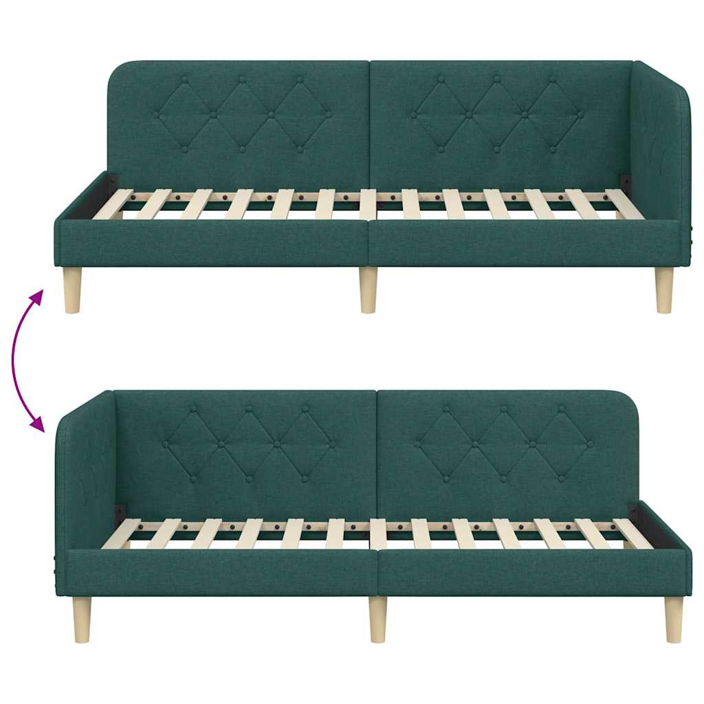 Cadre de lit d'angle Vert foncé 90 x 190 cm tissu - XIOS