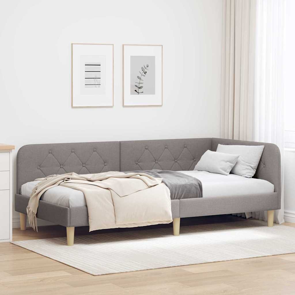 Cadre de lit d'angle Taupe 90 x 190 cm tissu - XIOS