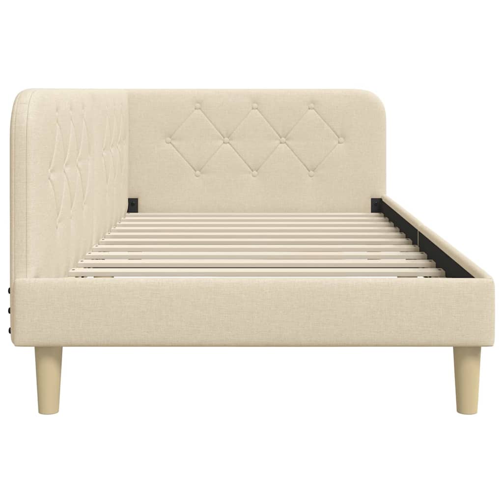 Cadre de lit d'angle Crème 90 x 190 cm tissu - XIOS