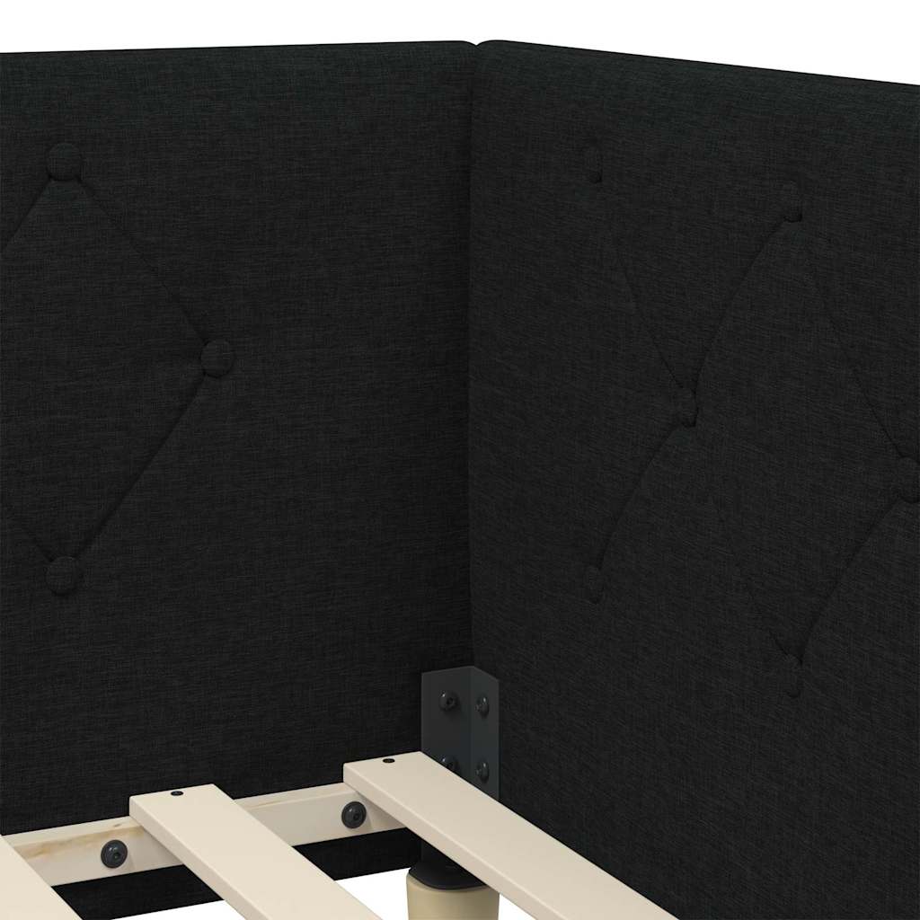 Cadre de lit d'angle avec tête de lit Noir 100 x 200 cm tissu - XIOS