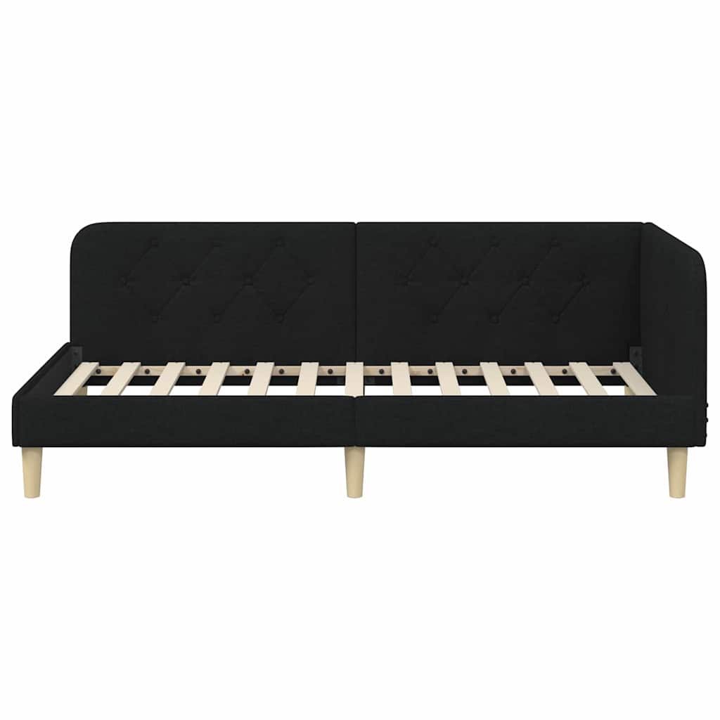 Cadre de lit d'angle Noir 100 x 200 cm tissu - XIOS