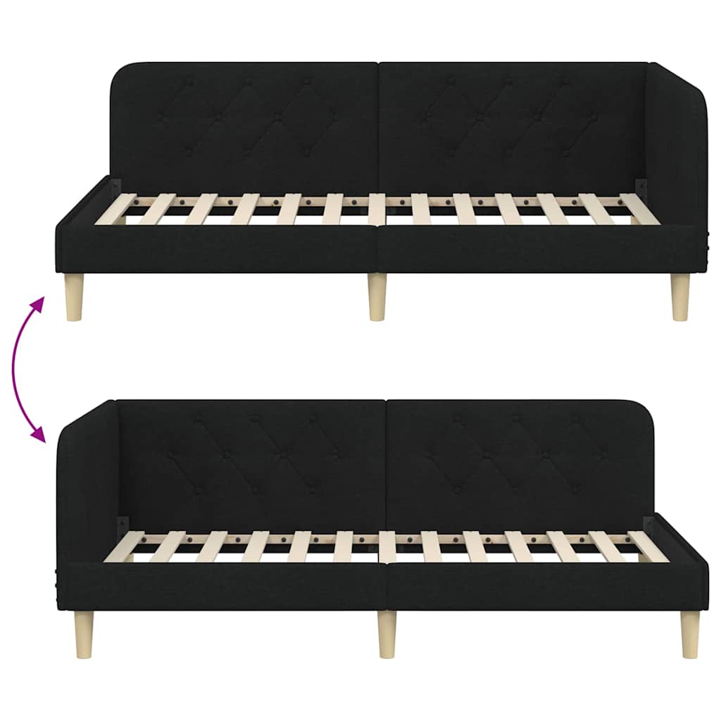 Cadre de lit d'angle Noir 100 x 200 cm tissu - XIOS