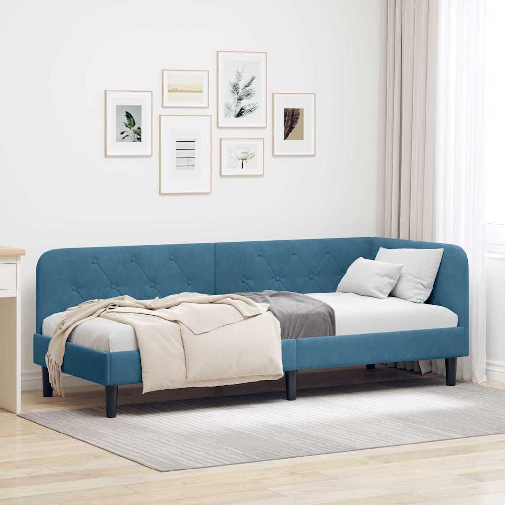Cadre de lit d'angle Bleu 80 x 200 cm Velours - XIOS