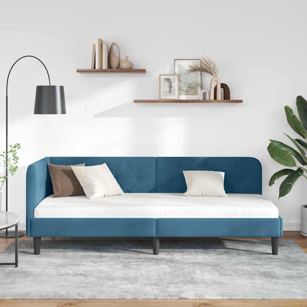 Cadre de lit d'angle Bleu 80 x 200 cm Velours - XIOS