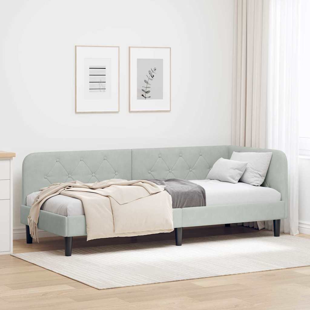 Cadre de lit d'angle Gris clair 80 x 200 cm Velours - XIOS