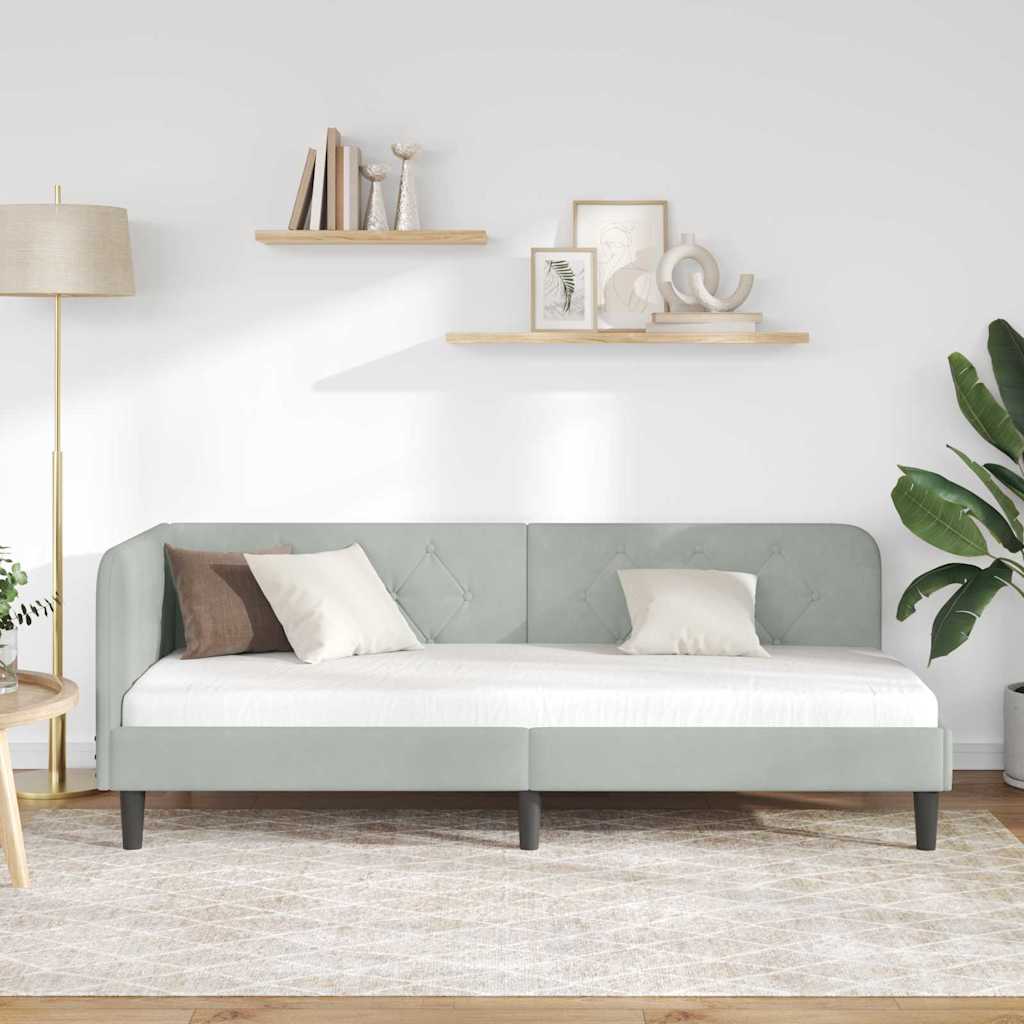 Cadre de lit d'angle Gris clair 80 x 200 cm Velours - XIOS