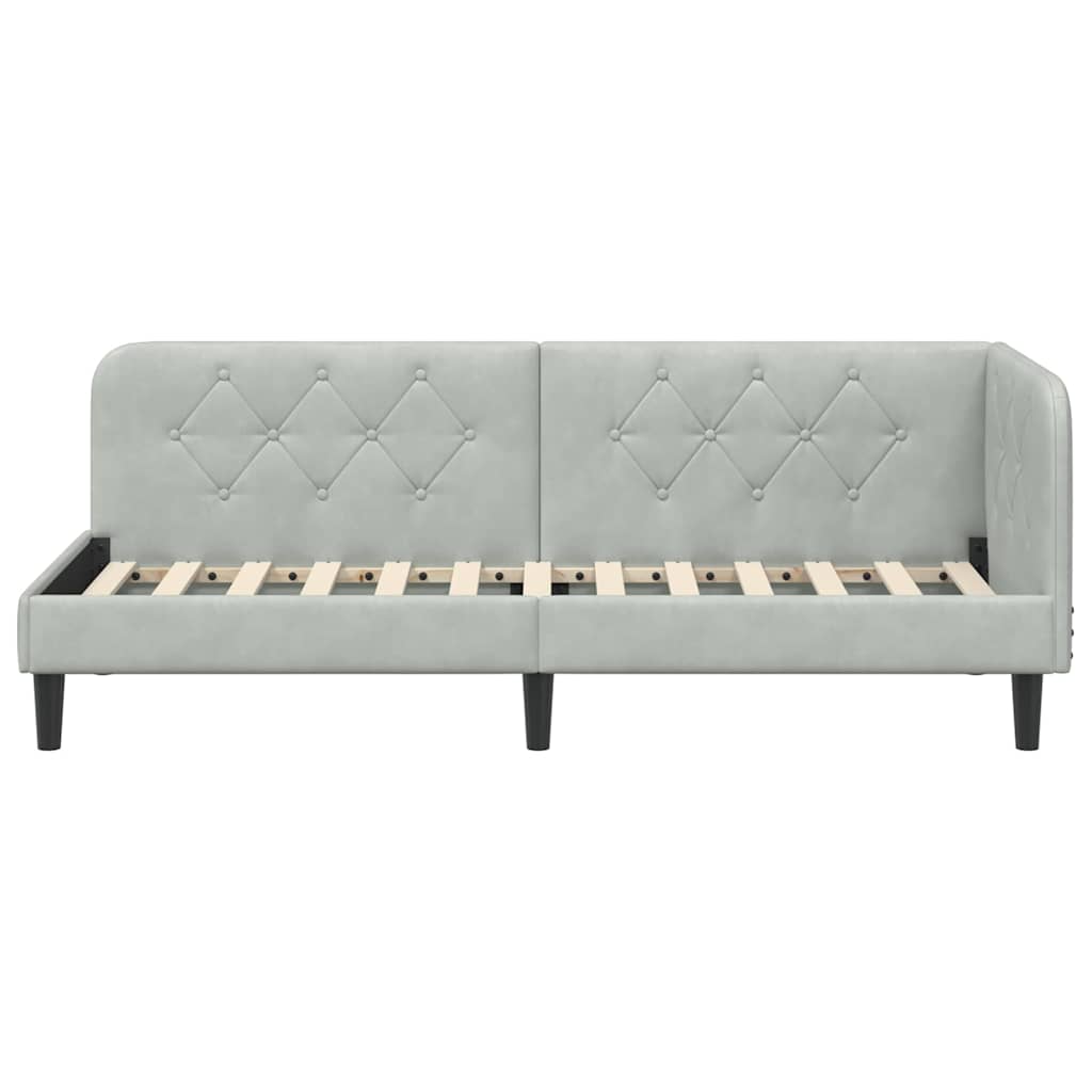 Cadre de lit d'angle Gris clair 80 x 200 cm Velours - XIOS