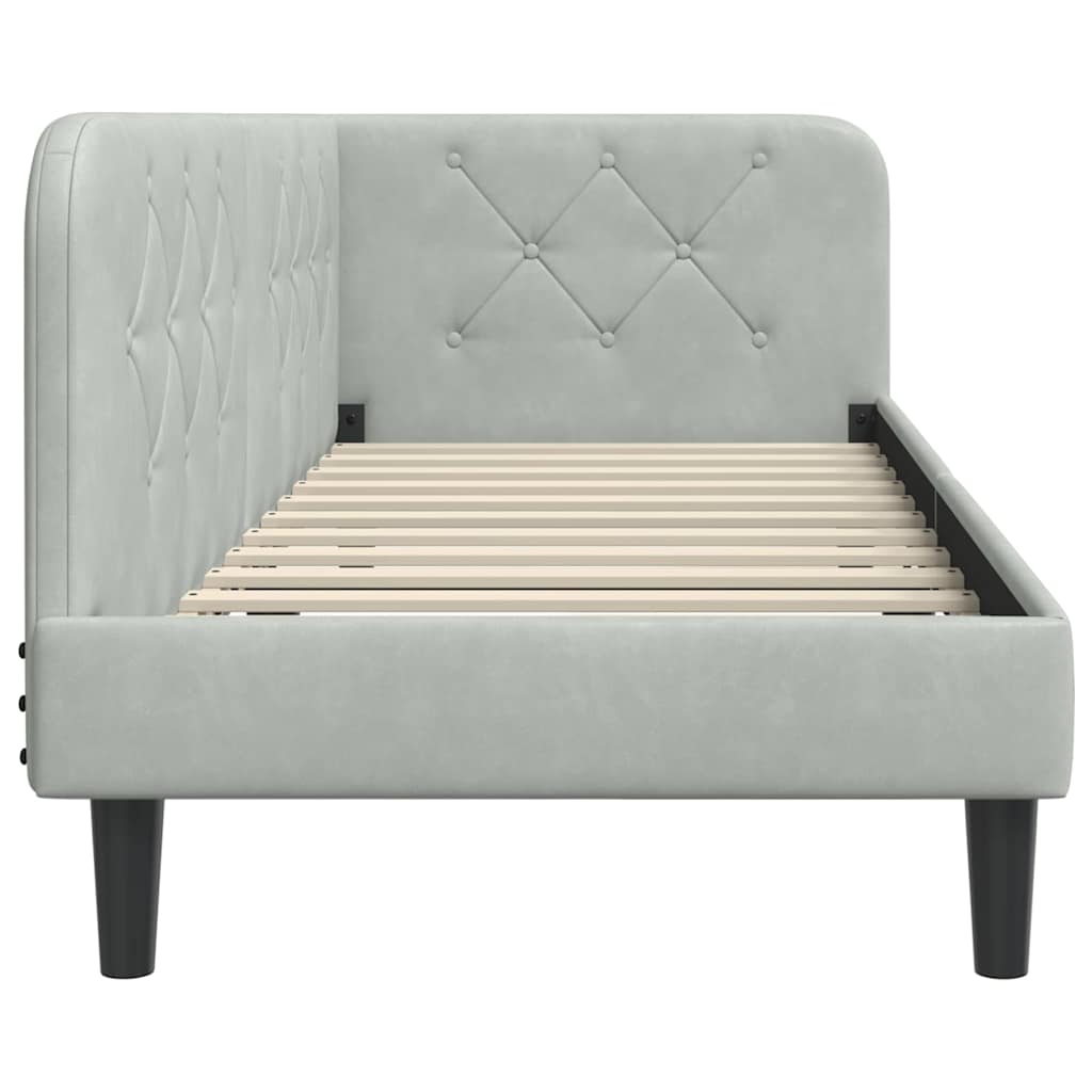 Cadre de lit d'angle Gris clair 80 x 200 cm Velours - XIOS