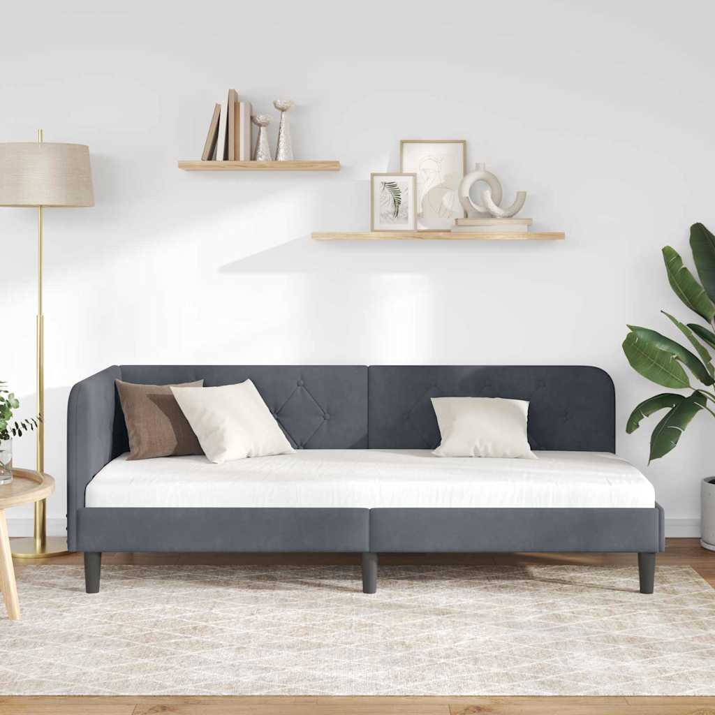 Cadre de lit d'angle Gris foncé 80 x 200 cm Velours - XIOS