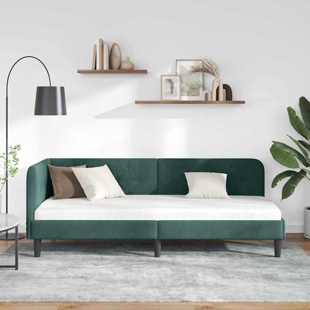 Cadre de lit d'angle Vert foncé 80 x 200 cm Velours - XIOS
