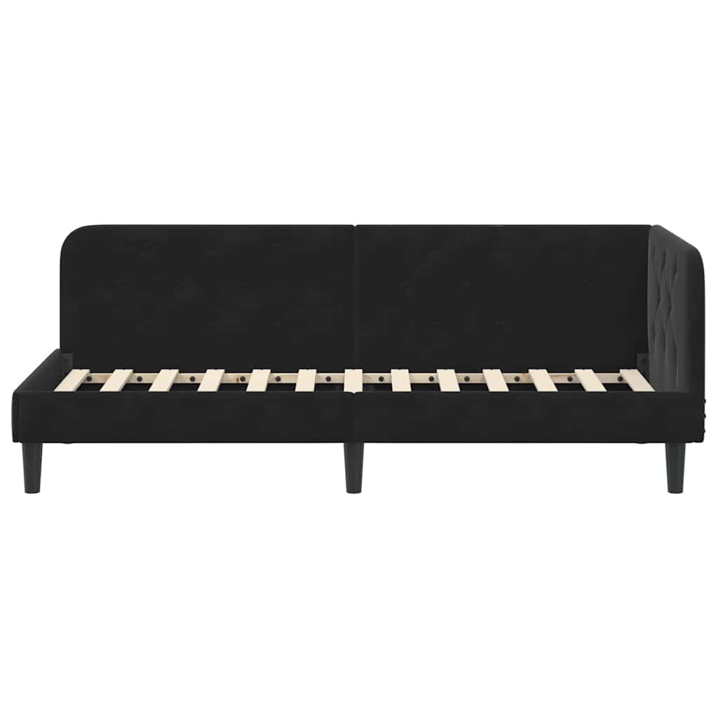Cadre de lit d'angle Noir 80 x 200 cm Velours - XIOS