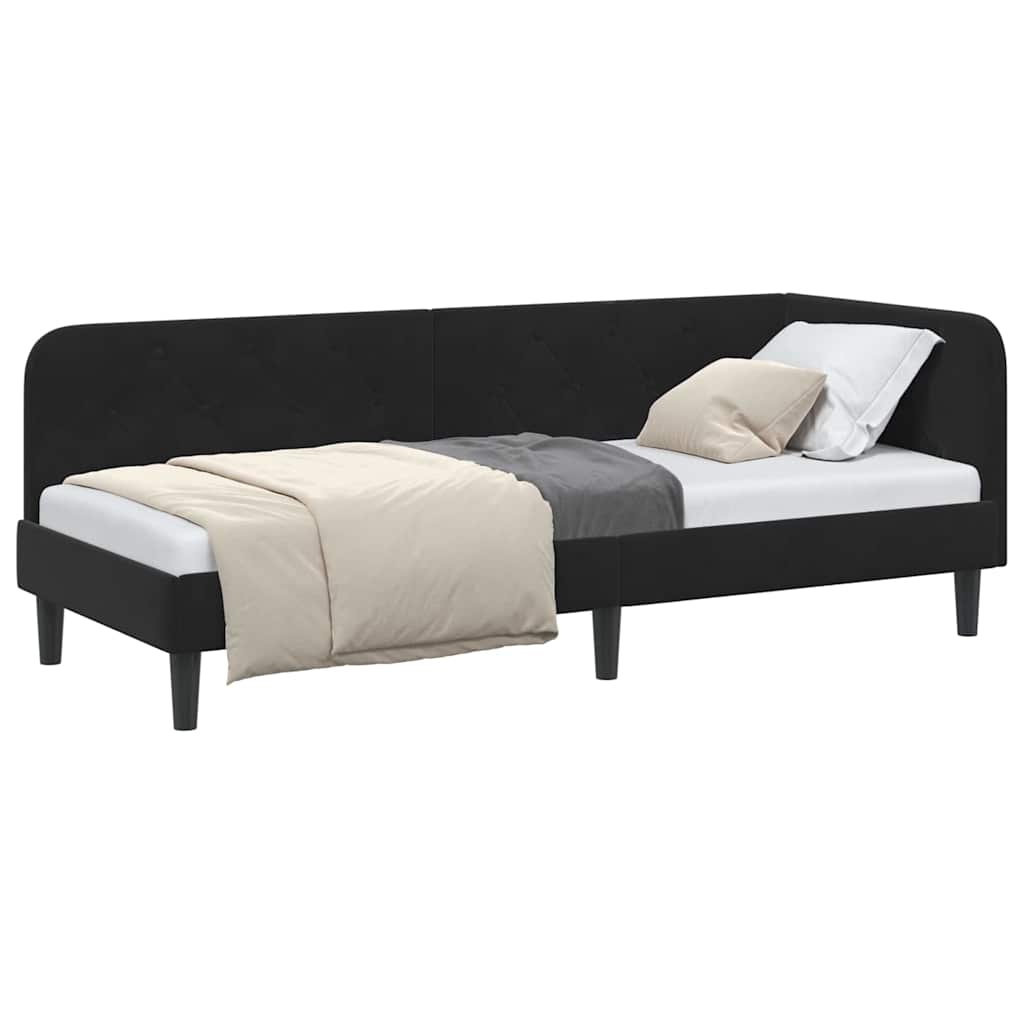 Cadre de lit d'angle Noir 80 x 200 cm Velours - XIOS