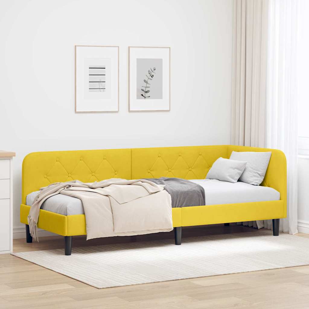 Cadre de lit d'angle Jaune 80 x 200 cm Velours - XIOS