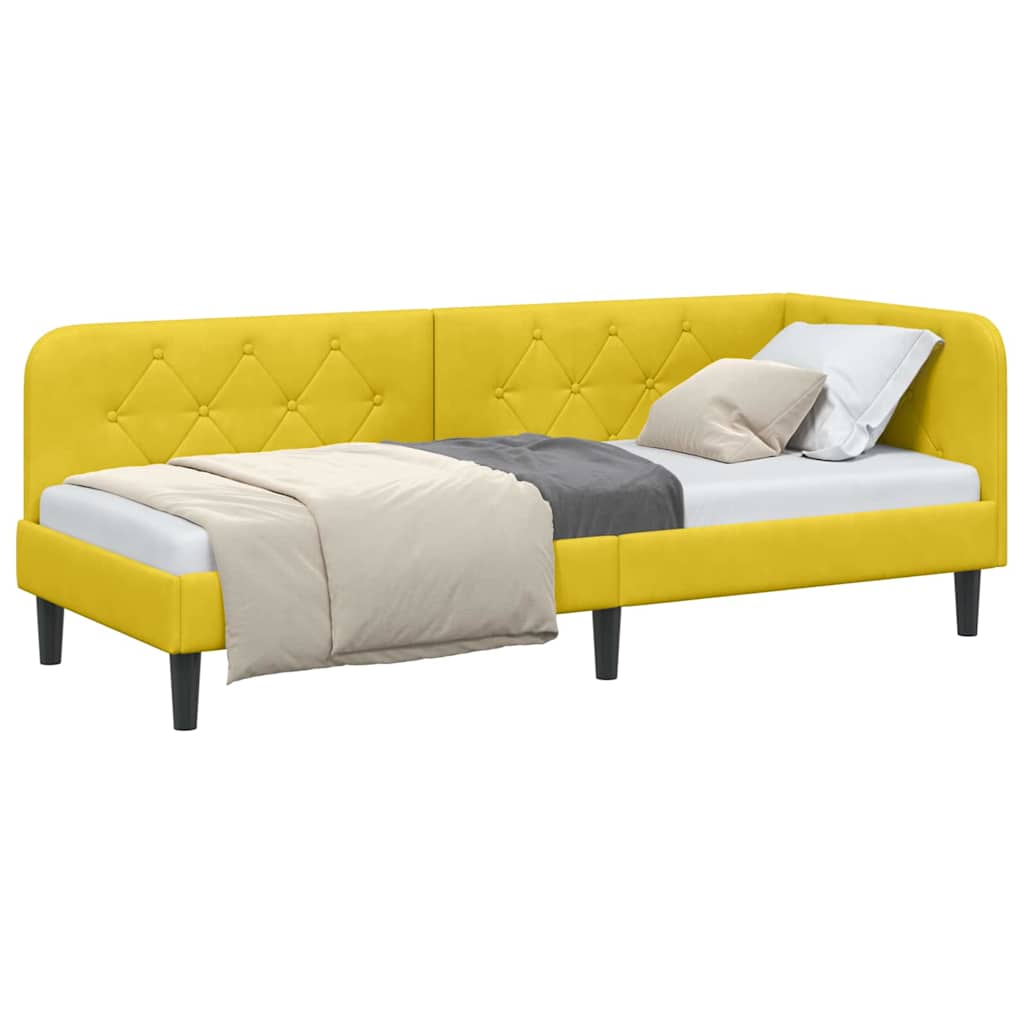 Cadre de lit d'angle Jaune 80 x 200 cm Velours - XIOS