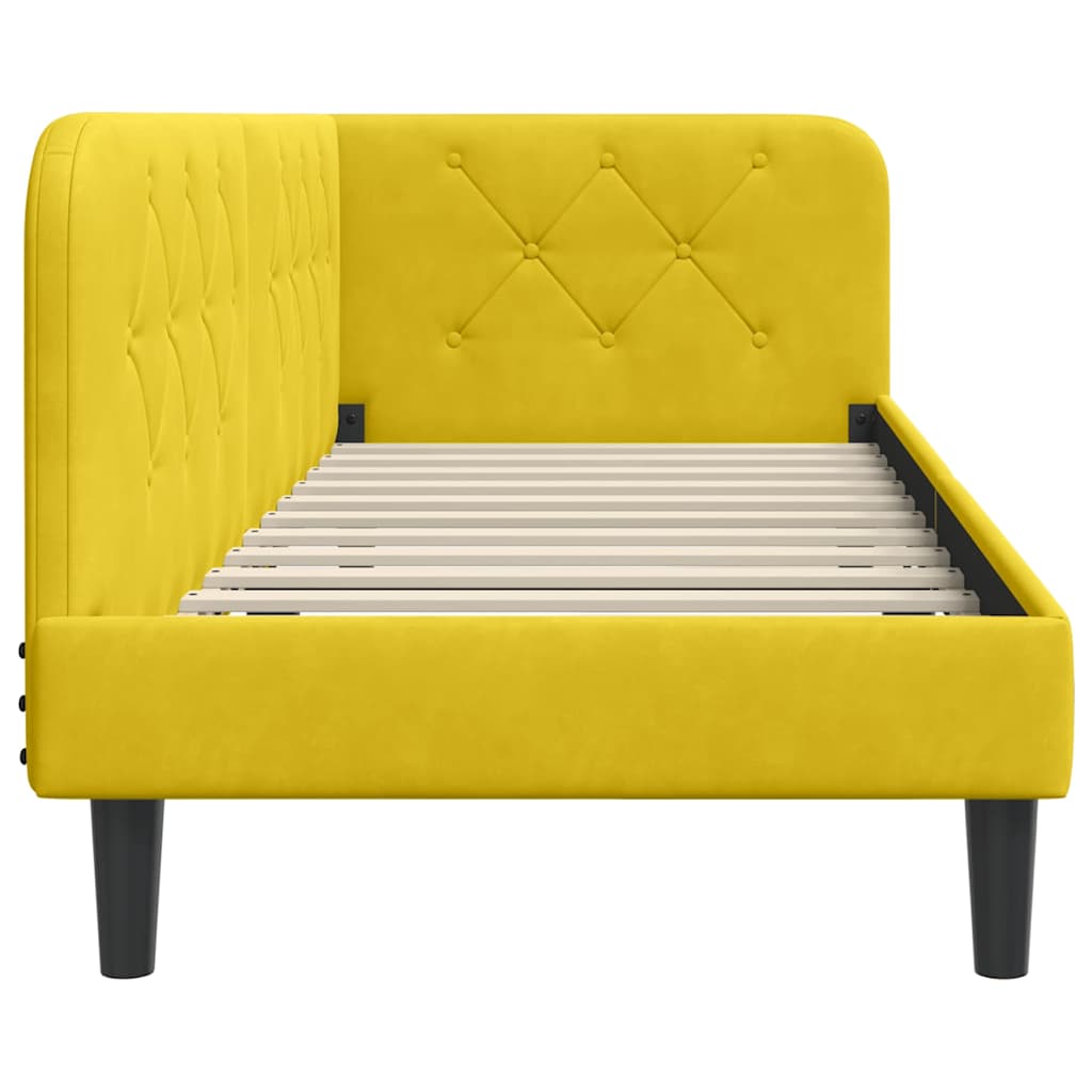 Cadre de lit d'angle Jaune 80 x 200 cm Velours - XIOS