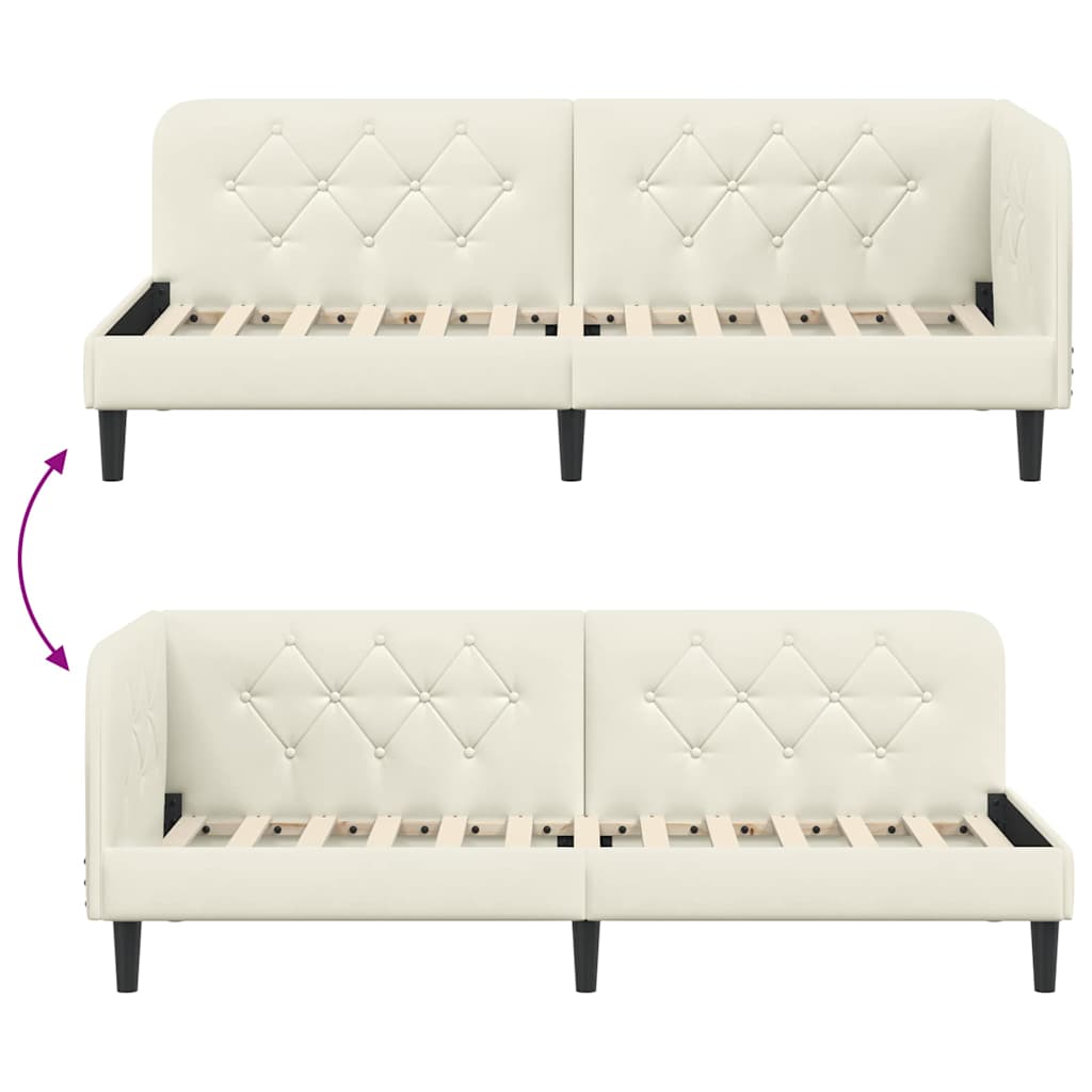 Cadre de lit d'angle Crème 80 x 200 cm Velours - XIOS
