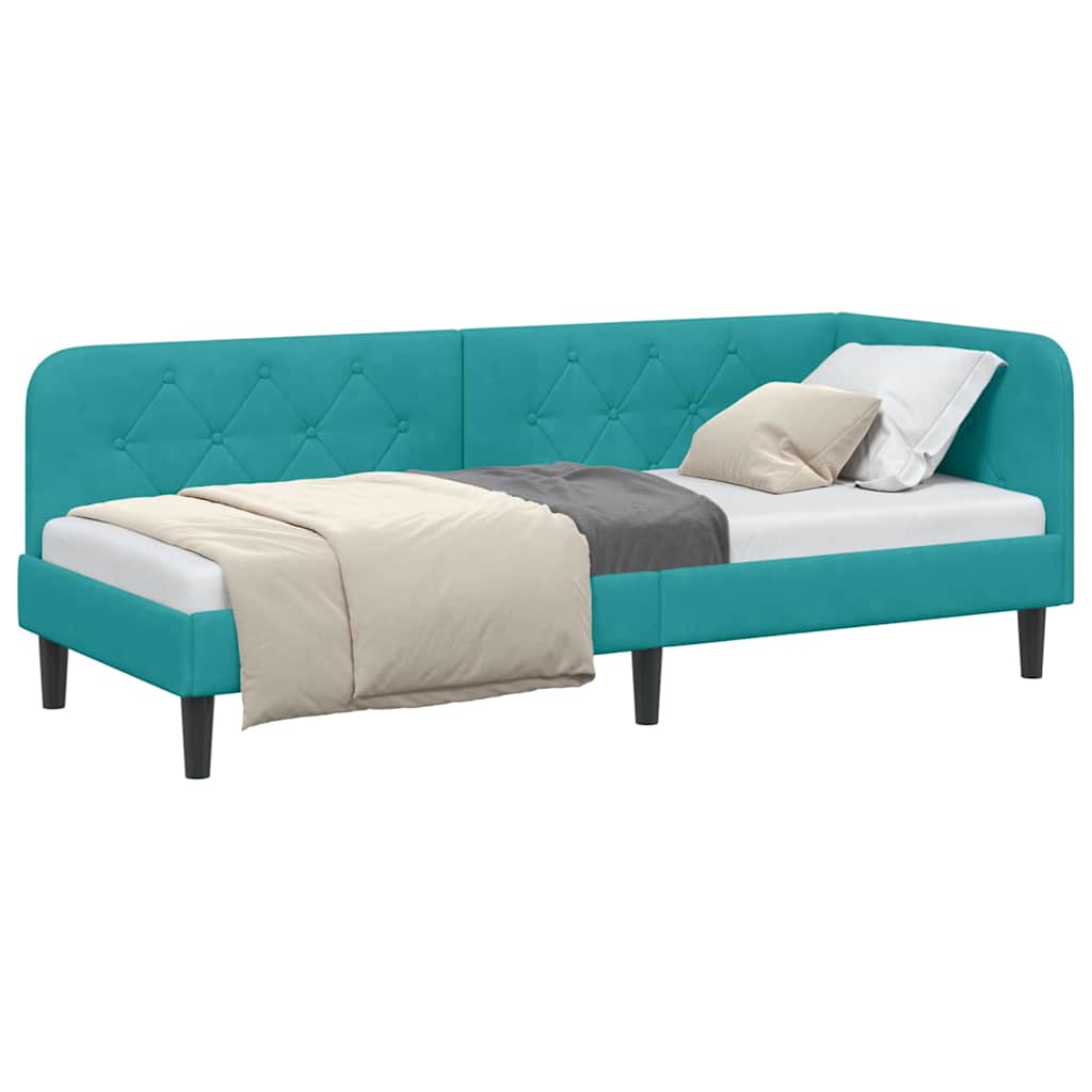 Cadre de lit d'angle Turquoise 80 x 200 cm Velours - XIOS