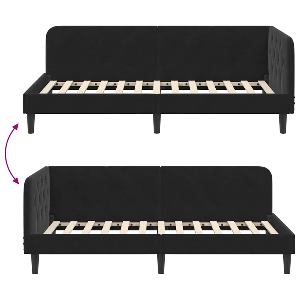 Cadre de lit d'angle Noir 90 x 190 cm Velours - XIOS