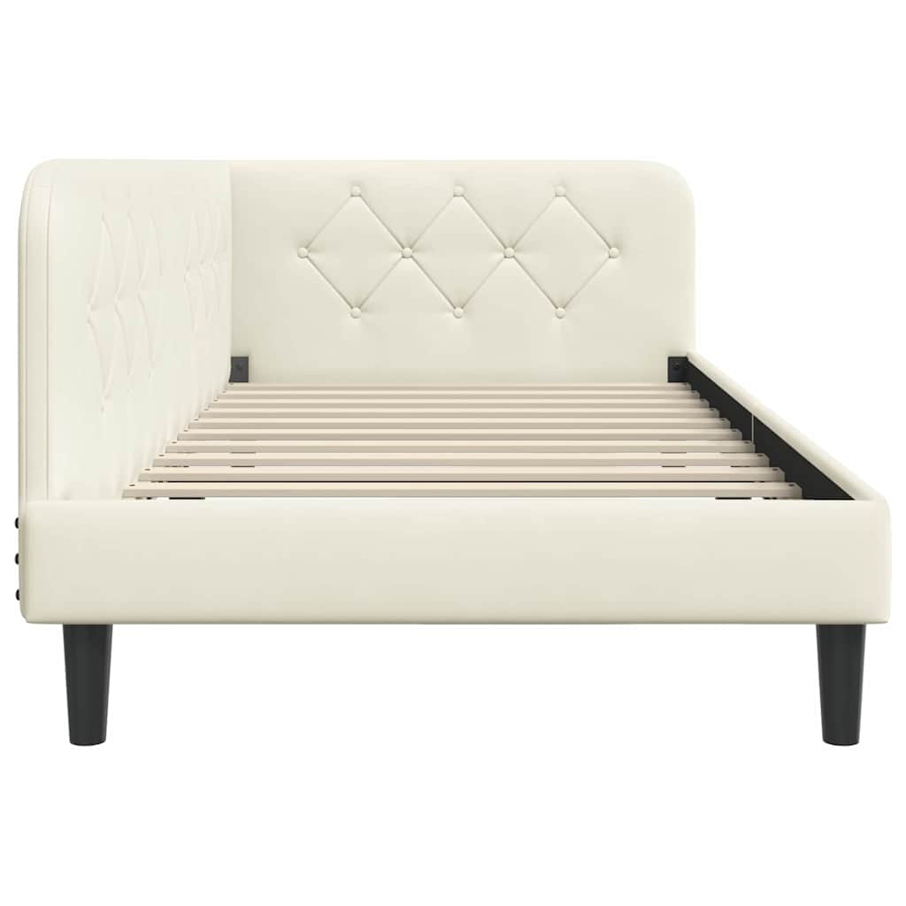 Cadre de lit d'angle Crème 90 x 190 cm Velours - XIOS