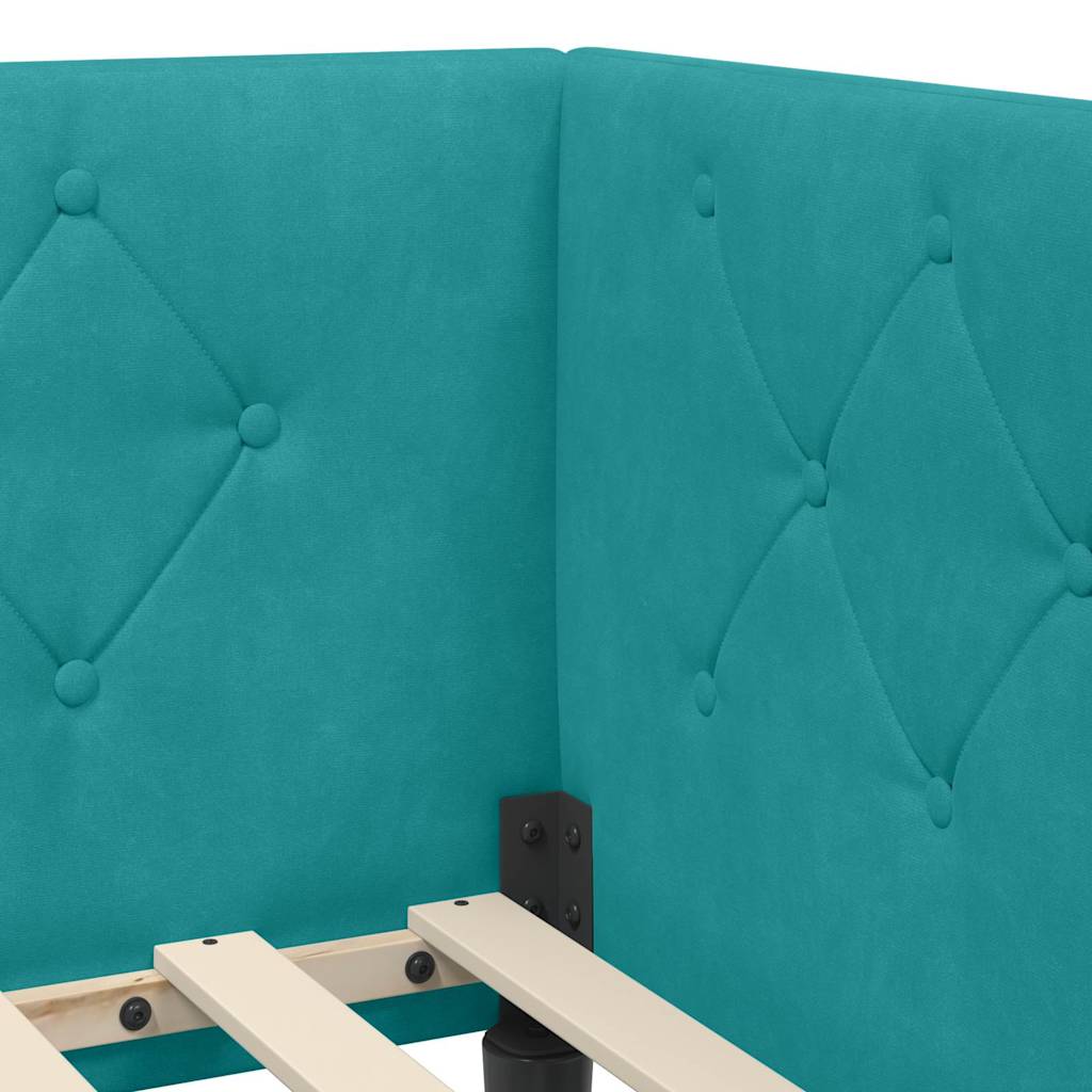 Cadre de lit d'angle Turquoise 90 x 190 cm Velours - XIOS