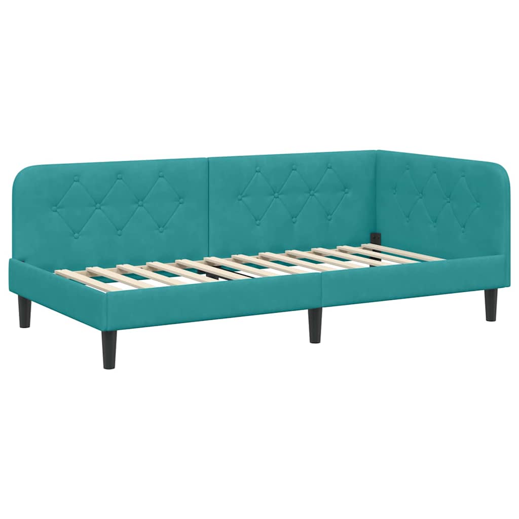 Cadre de lit d'angle Turquoise 90 x 190 cm Velours - XIOS