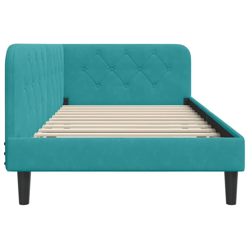 Cadre de lit d'angle Turquoise 90 x 190 cm Velours - XIOS