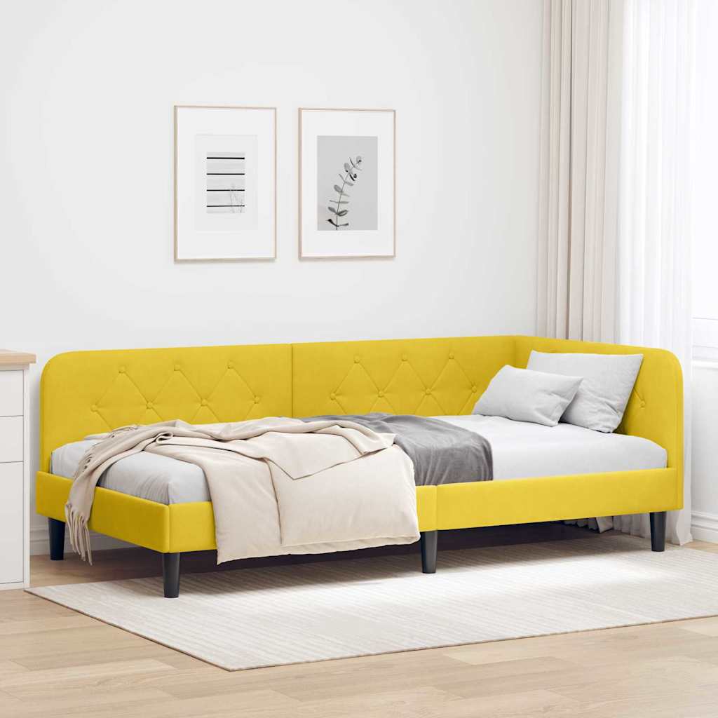 Cadre de lit d'angle Jaune 90 x 200 cm Velours - XIOS