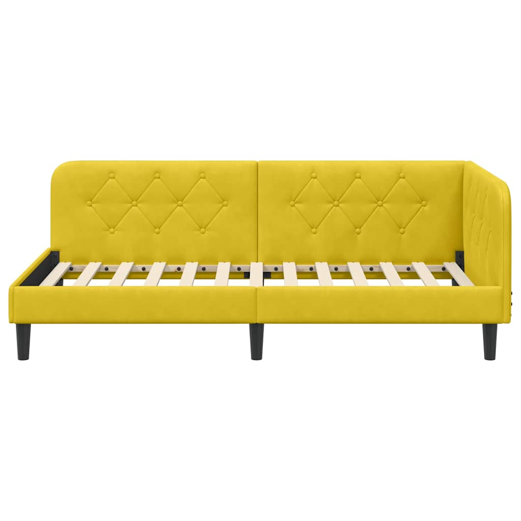 Cadre de lit d'angle Jaune 90 x 200 cm Velours - XIOS