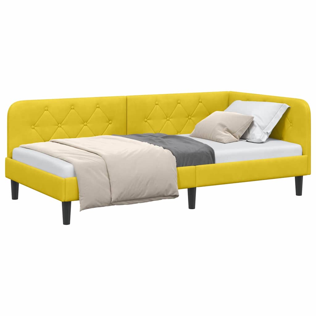 Cadre de lit d'angle Jaune 90 x 200 cm Velours - XIOS