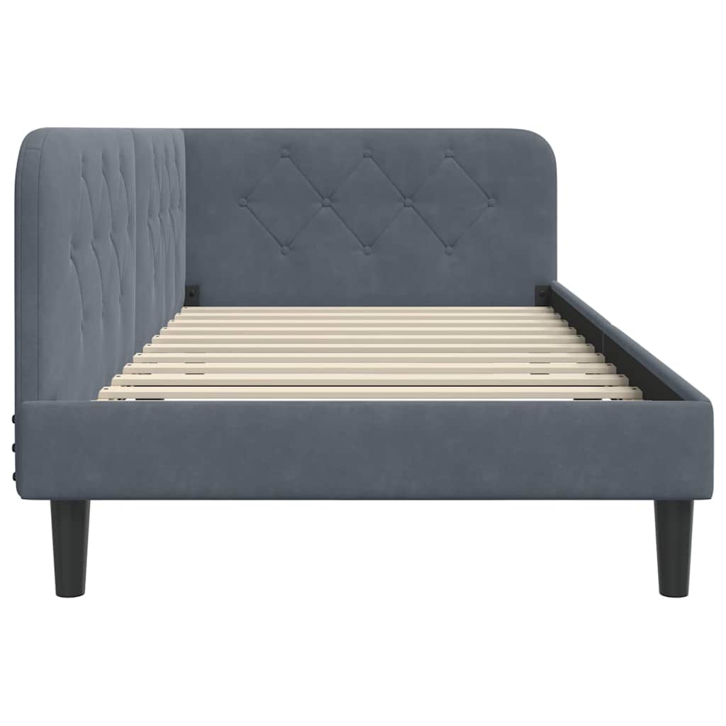 Cadre de lit d'angle Gris foncé 100 x 200 cm Velours - XIOS