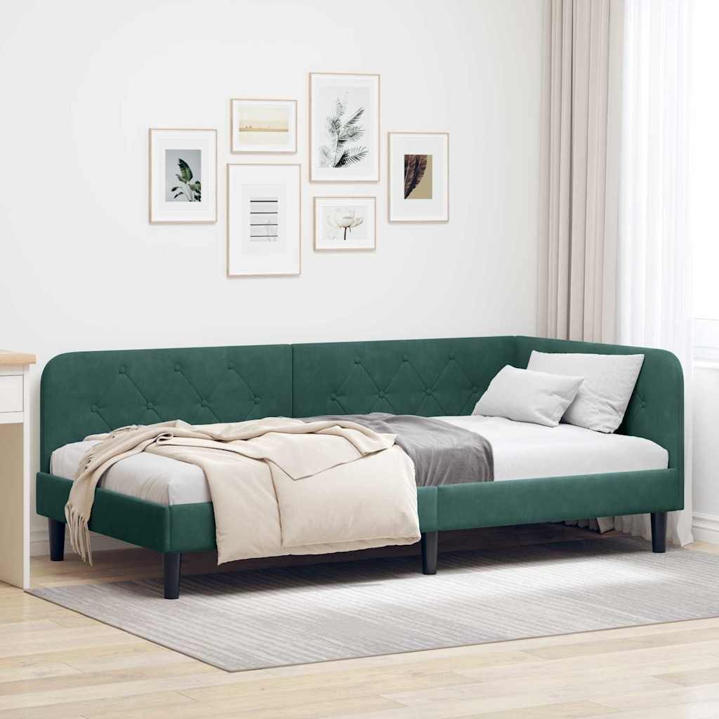 Cadre de lit d'angle Vert foncé 100 x 200 cm Velours - XIOS