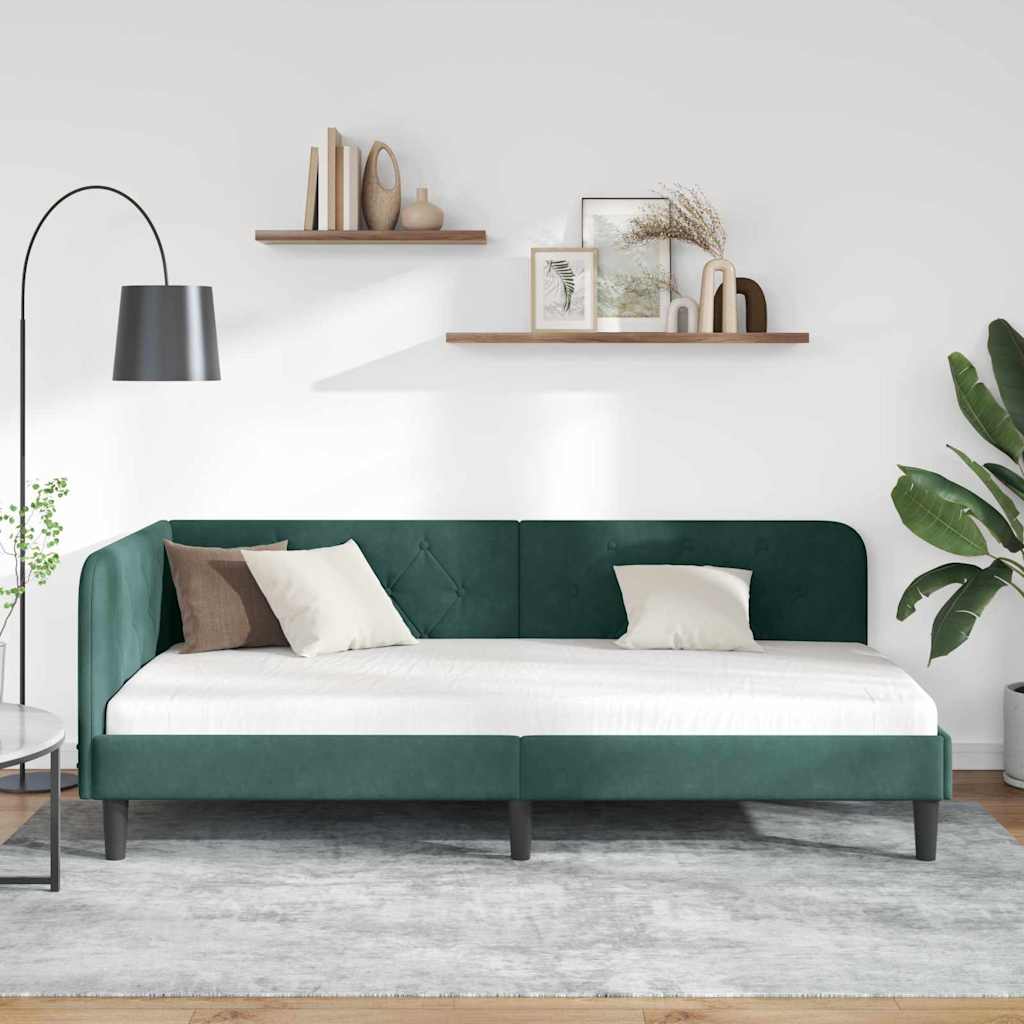Cadre de lit d'angle Vert foncé 100 x 200 cm Velours - XIOS