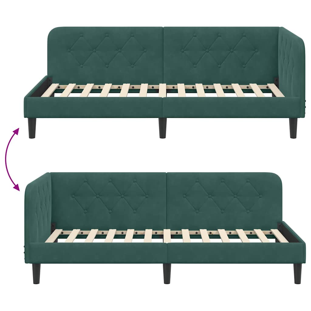 Cadre de lit d'angle Vert foncé 100 x 200 cm Velours - XIOS