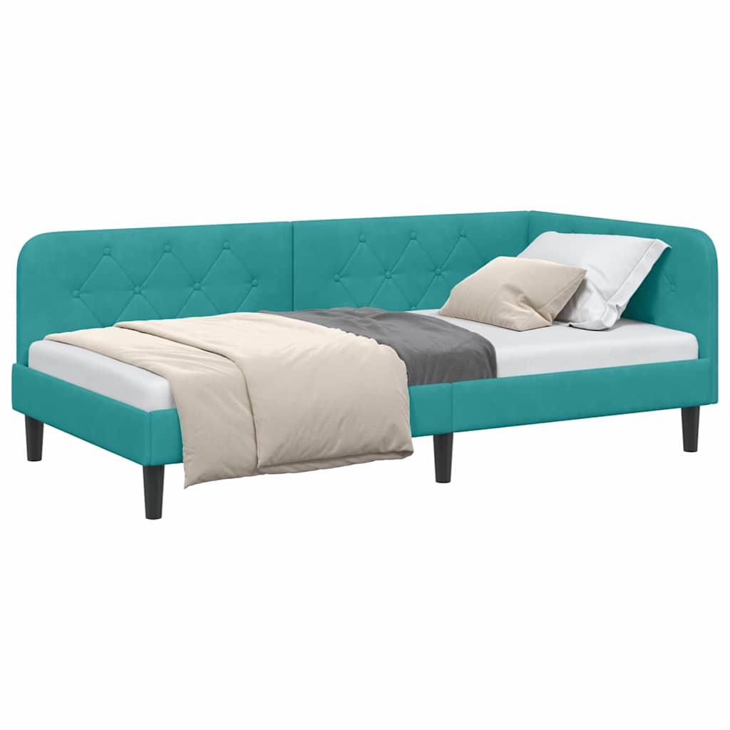 Cadre de lit d'angle Turquoise 100 x 200 cm Velours - XIOS