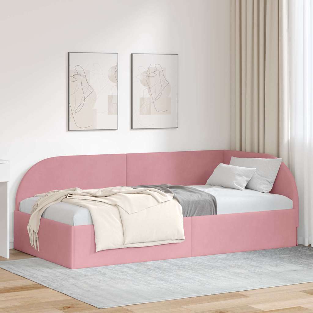 Cadre de lit d'angle avec tête de lit Rose 80 cm x 200 cm - XIOS