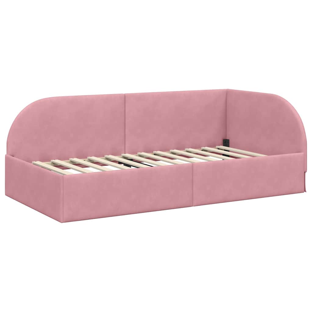 Cadre de lit d'angle avec tête de lit Rose 80 cm x 200 cm - XIOS